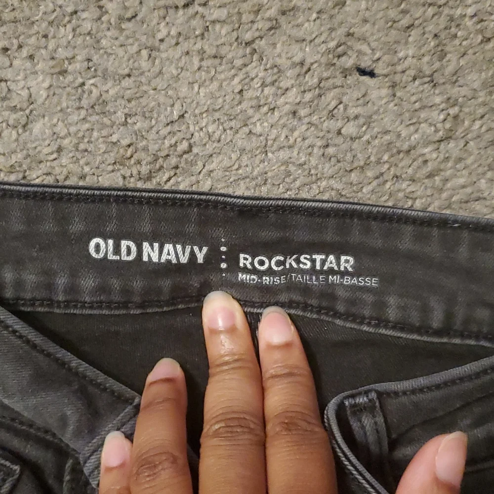 Women's Distressed Mid Rise Rockstar Skinny Jeans - Picture 2 of 8